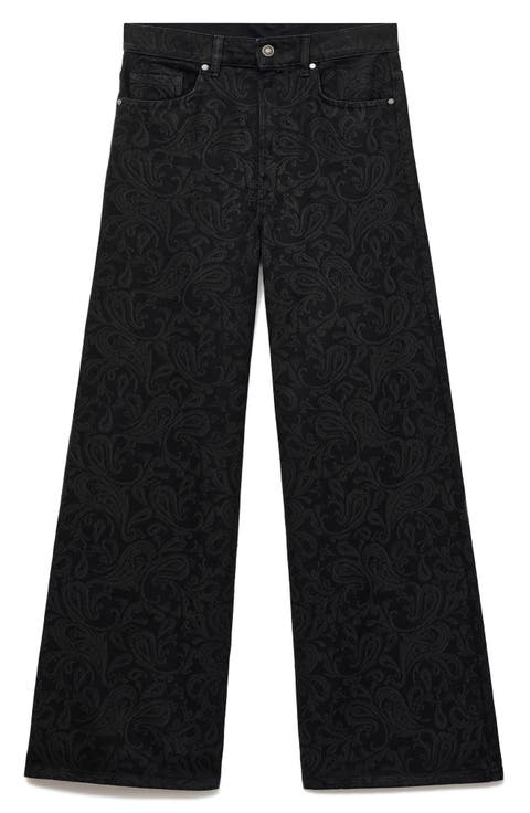 Paisley High Waist Wide Leg Jeans