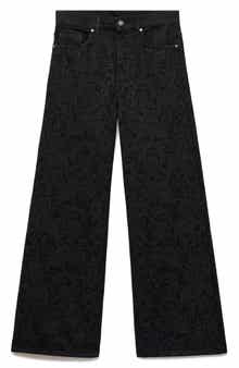 MANGO Paisley High Waist Wide Leg Jeans
