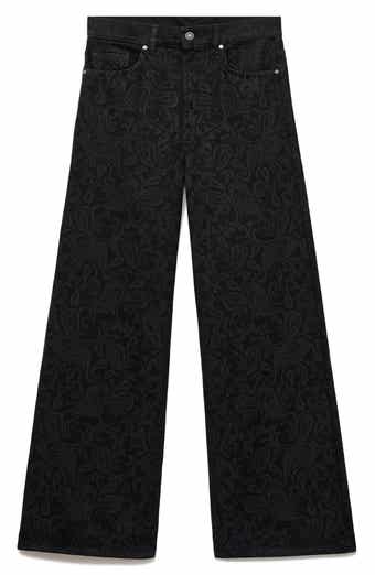MANGO Paisley High Waist Wide Leg Jeans
