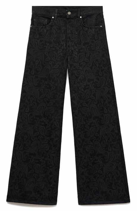 MANGO Paisley High Waist Wide Leg Jeans