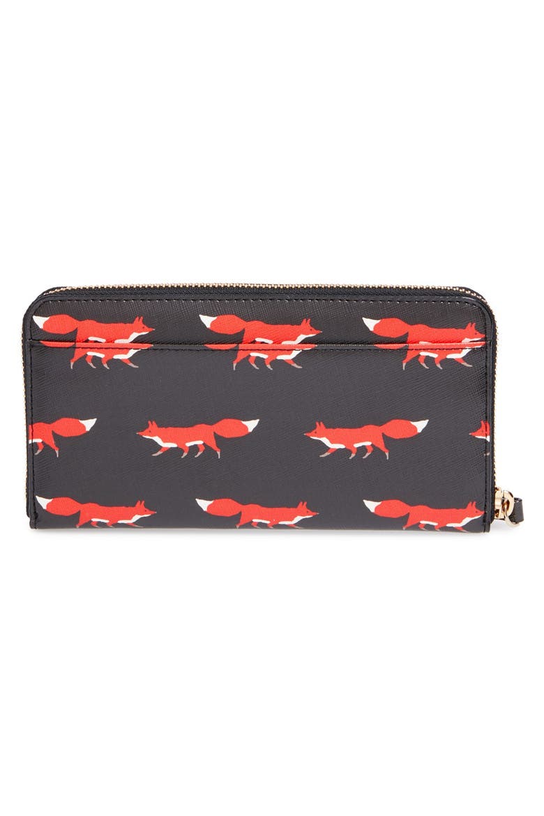 'cedar street - foxes lacey' zip-around wallet, Alternate, color, BLACK MULTI