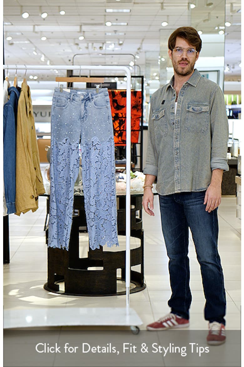 Embellished Eyelet High Waist Wide Leg Jeans video