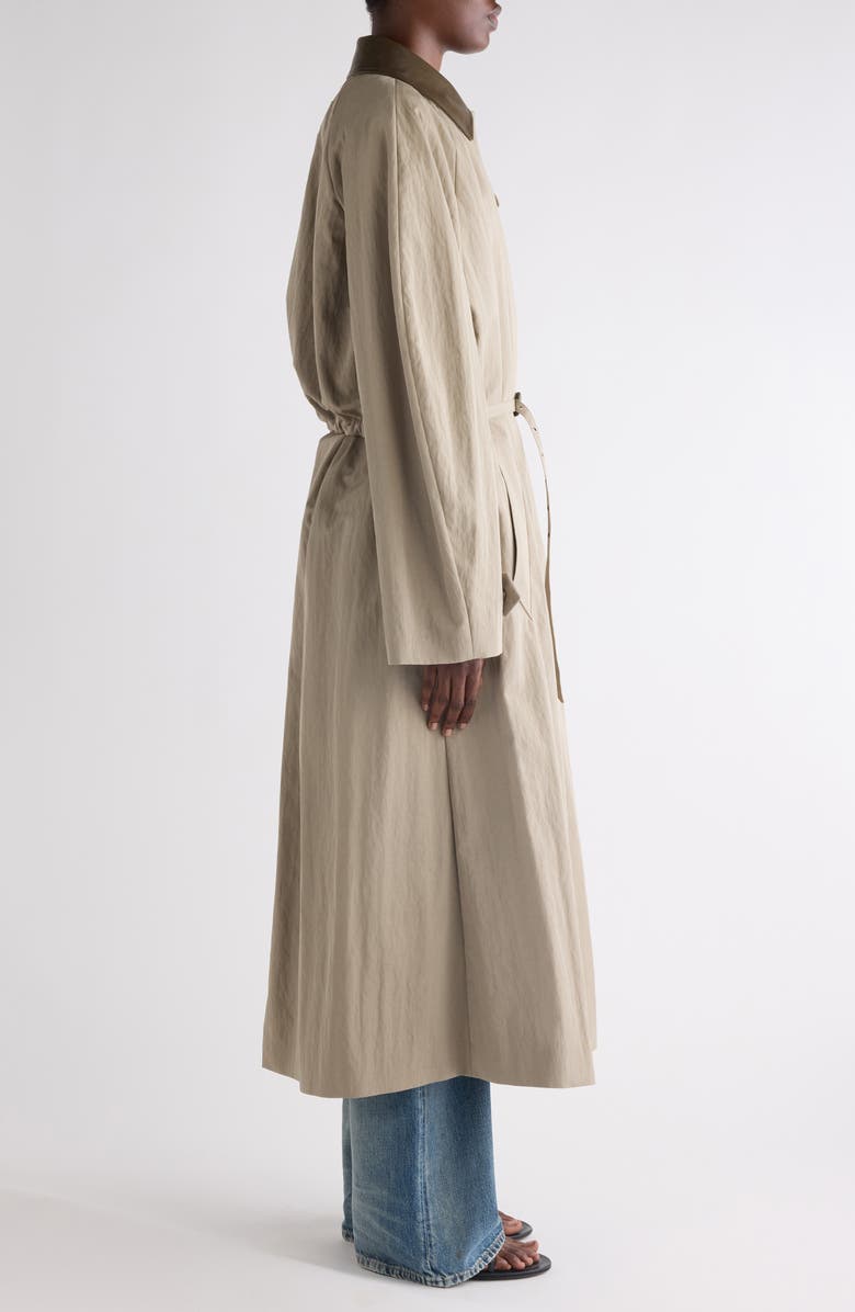 Acne Studios Belted Technical Cotton & Nylon Trench Coat, Alternate, color, Khaki Grey