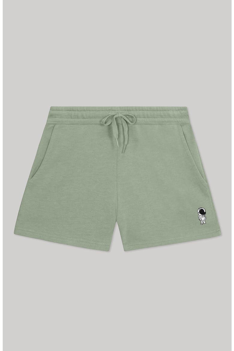 Womens Astronaut Midweight Washed Fleece Shorts, Main, color, Sage