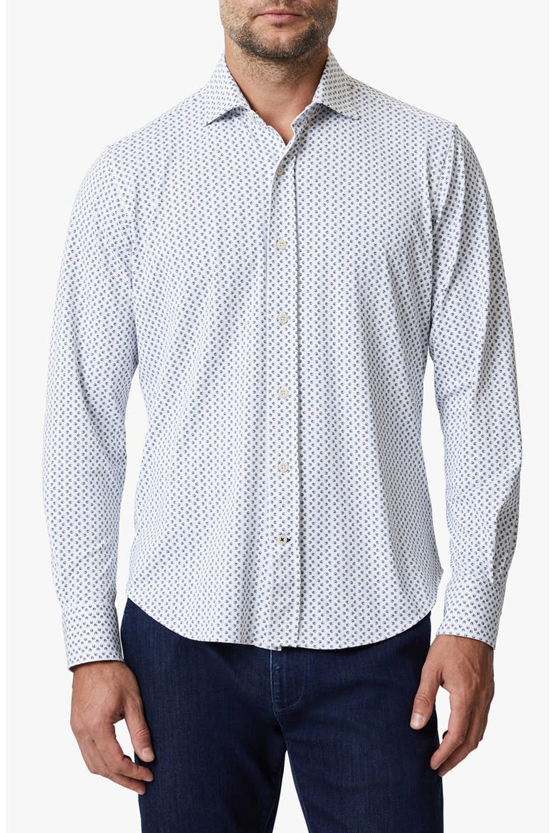Ocean Dot Button-Up Shirt, Main, color, WHITE