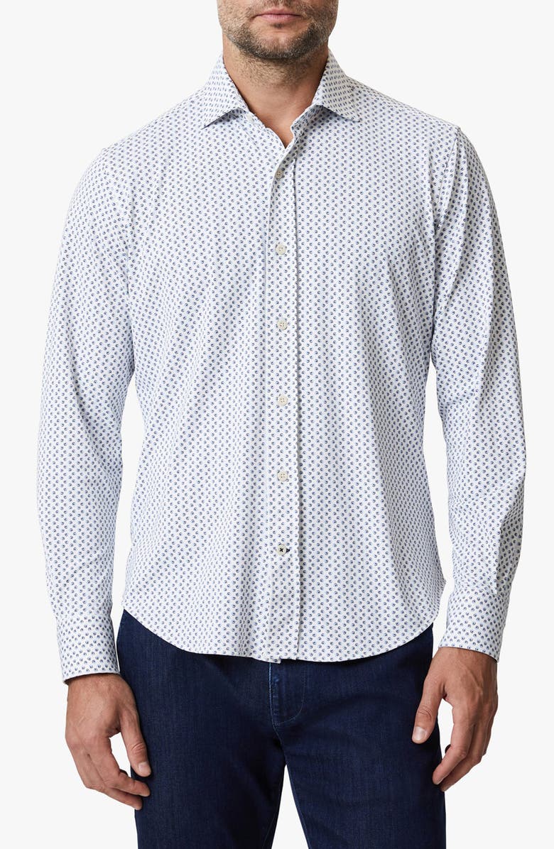 34 Heritage Ocean Dot Button-Up Shirt, Main, color, White