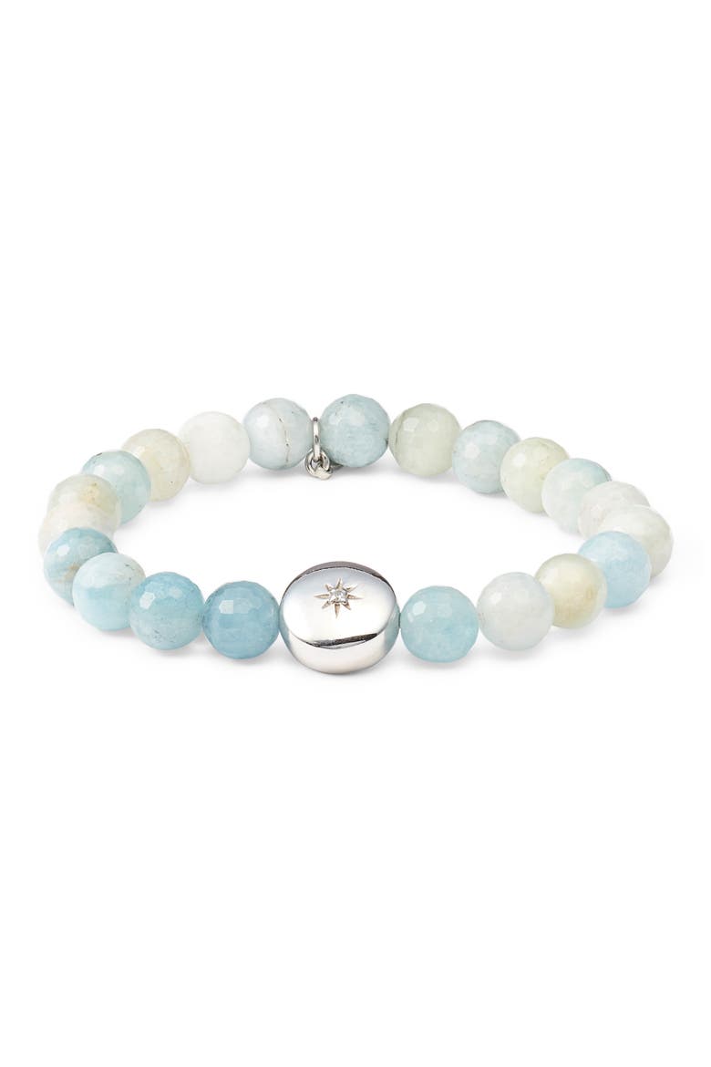 Star Charm Bracelet, Main, color, SILVER/ AQUAMARINE