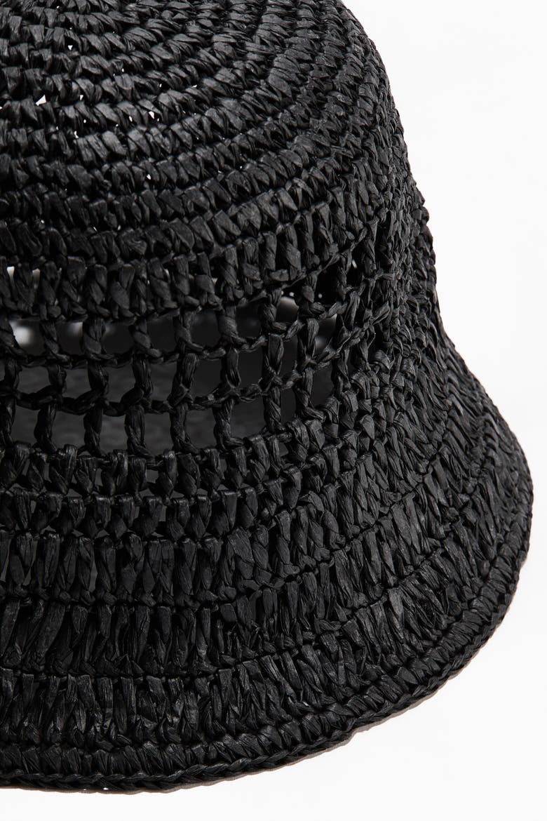 Straw Bucket Hat, Alternate, color, Black