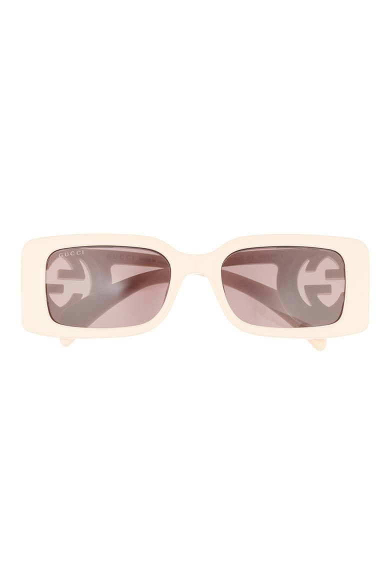 54mm Rectangular Sunglasses, Main, color, WHITE WHITE BROWN