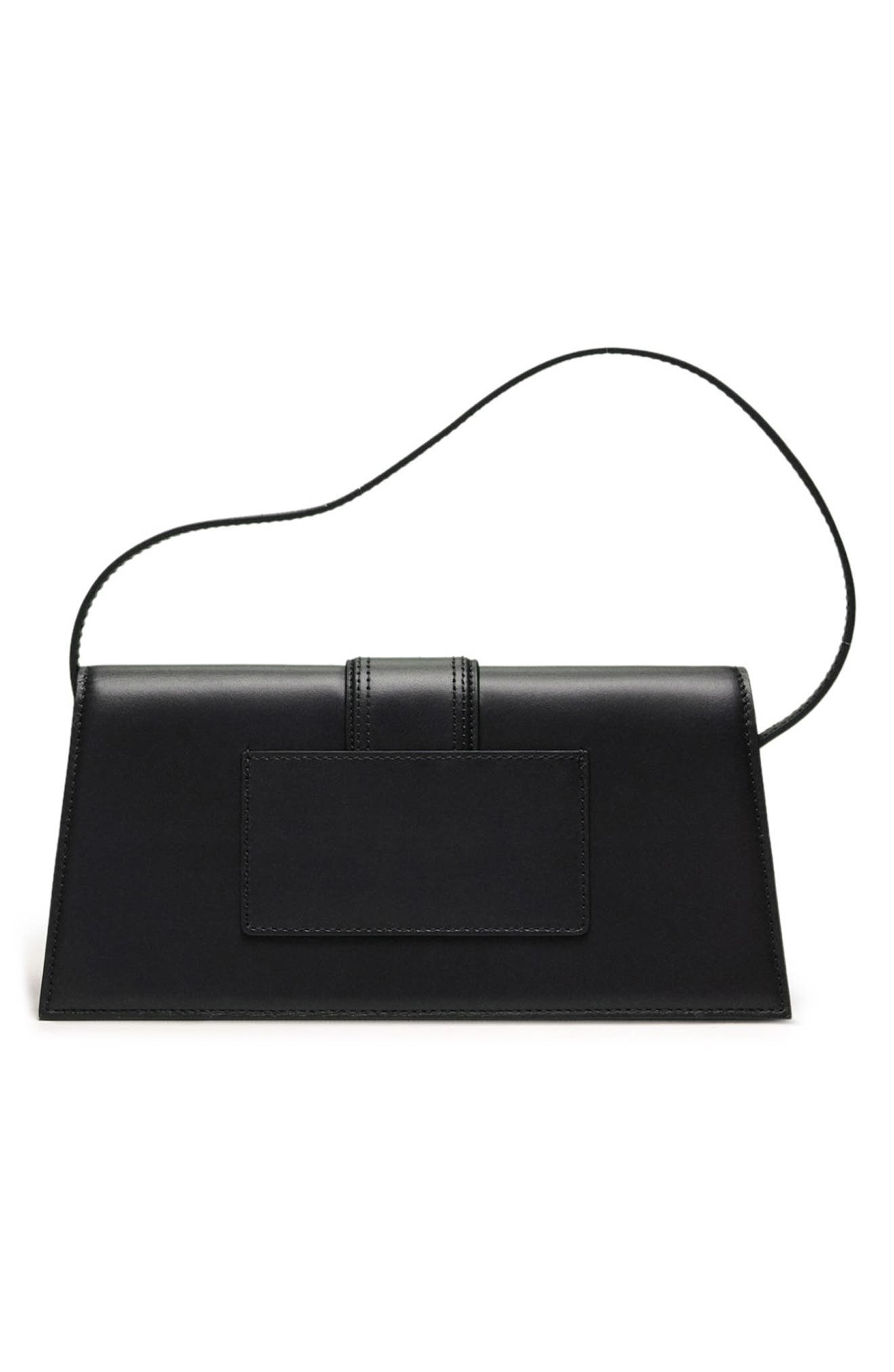 Jacquemus Long Le Bambino Leather Shoulder Bag, Alternate, color, Black