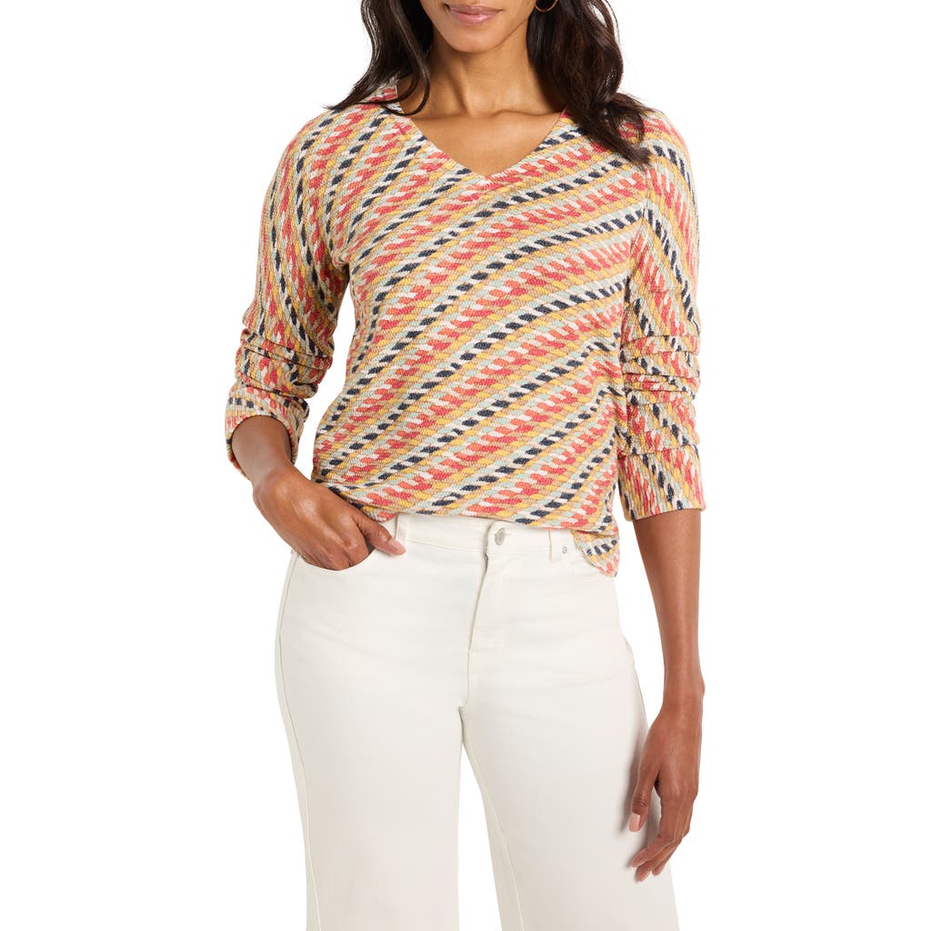 Nic + Zoe Rope Twist Sweater In Red Multi