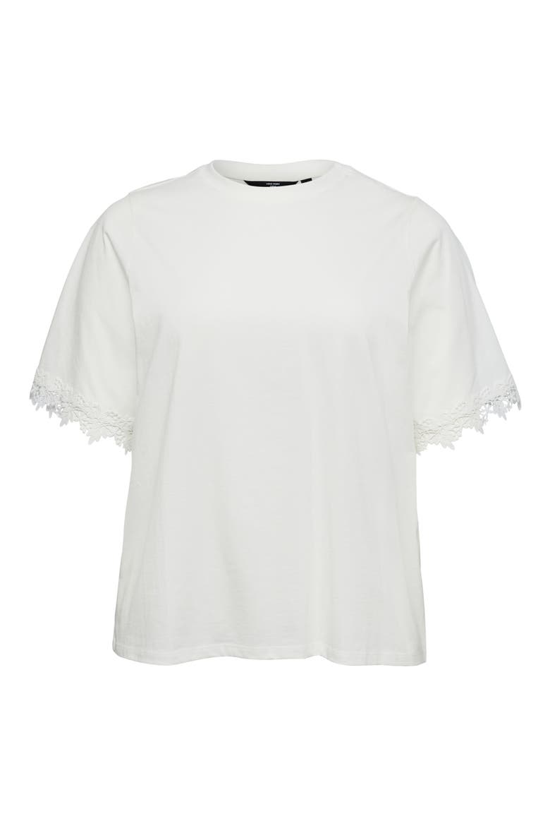 Lace Trim Organic Cotton T-Shirt, Alternate, color, SNOW WHITE