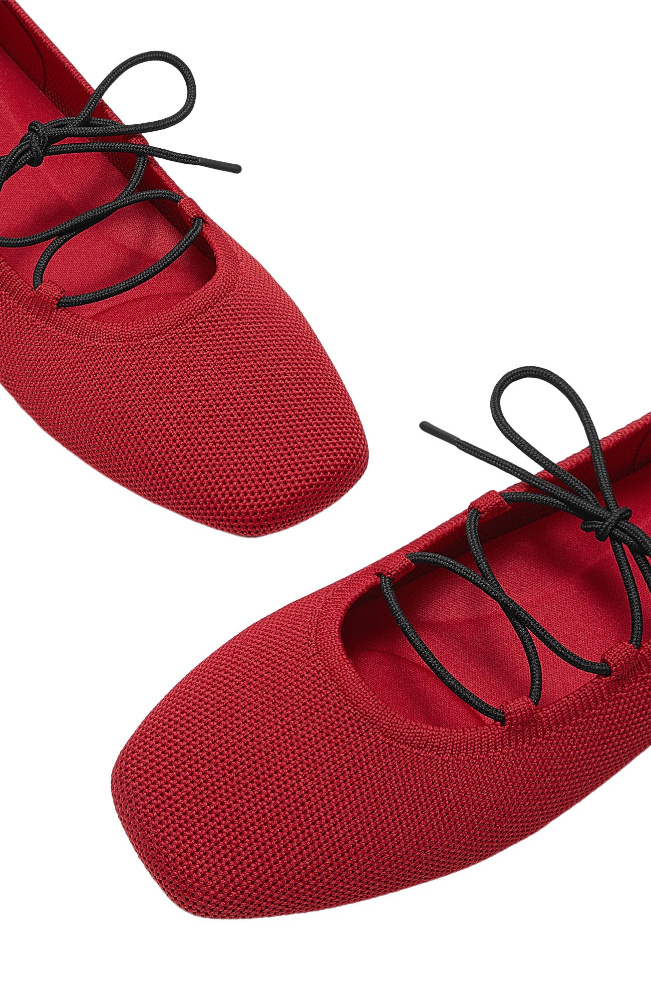Miley Square-Toe Ballet Flats Lace-Up Mary Janes, Alternate, color, Ruby Red