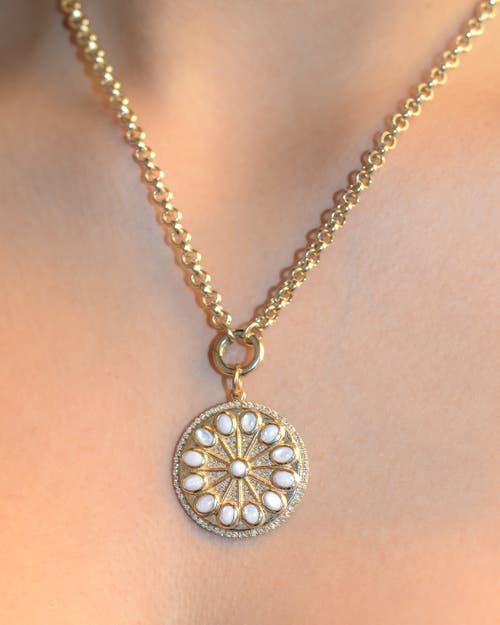 Lionheart 14k Gold Serenity Mother Of Pearl Charm Rolo Necklace In Gold