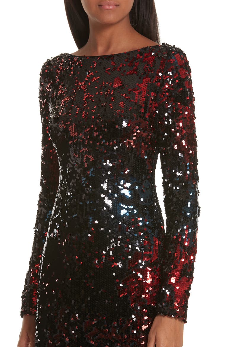Vulcano Sequin Evening Dress, Alternate, color, BLACK