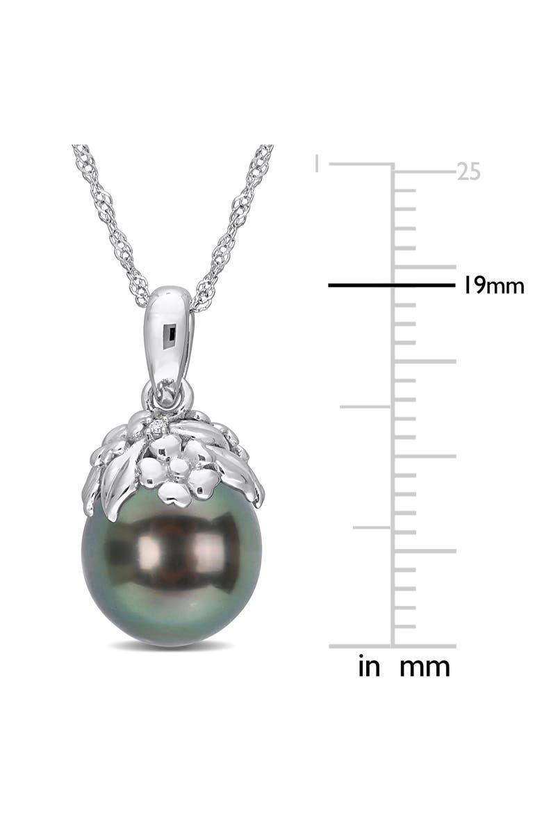 Julianna B. Pearl & Diamond Accent Leaf Necklace 14k, Alternate, color, Tahitian Pearl/White Gold