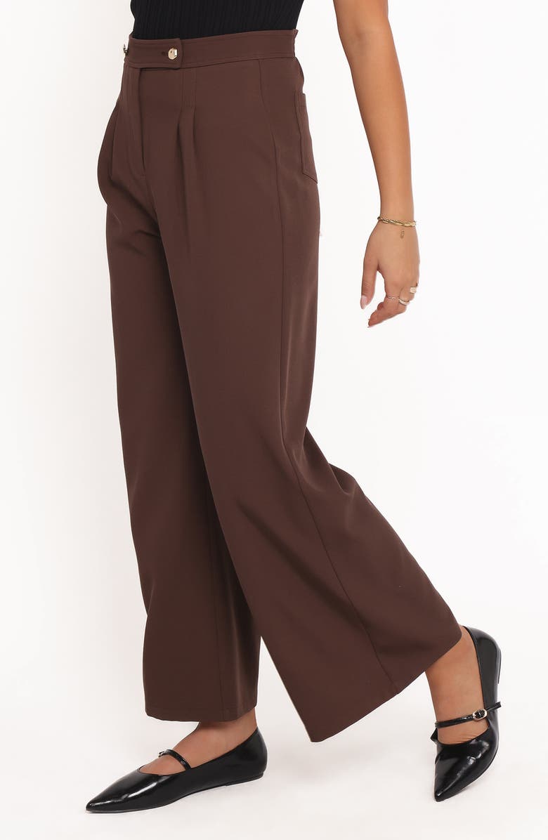 Petal & Pup Corfu Pleat Front Wide Leg Pants, Alternate, color, Brown