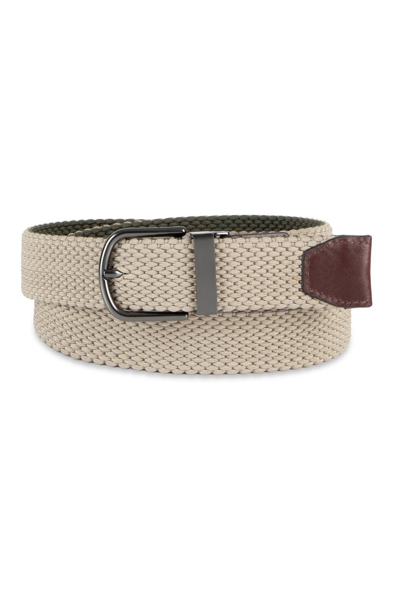 Reversible Stretch Web Belt, Alternate, color, KHAKI/ OLIVE