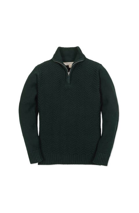 Kids' Organic Long Sleeve Half Zip Cable Pullover Sweater