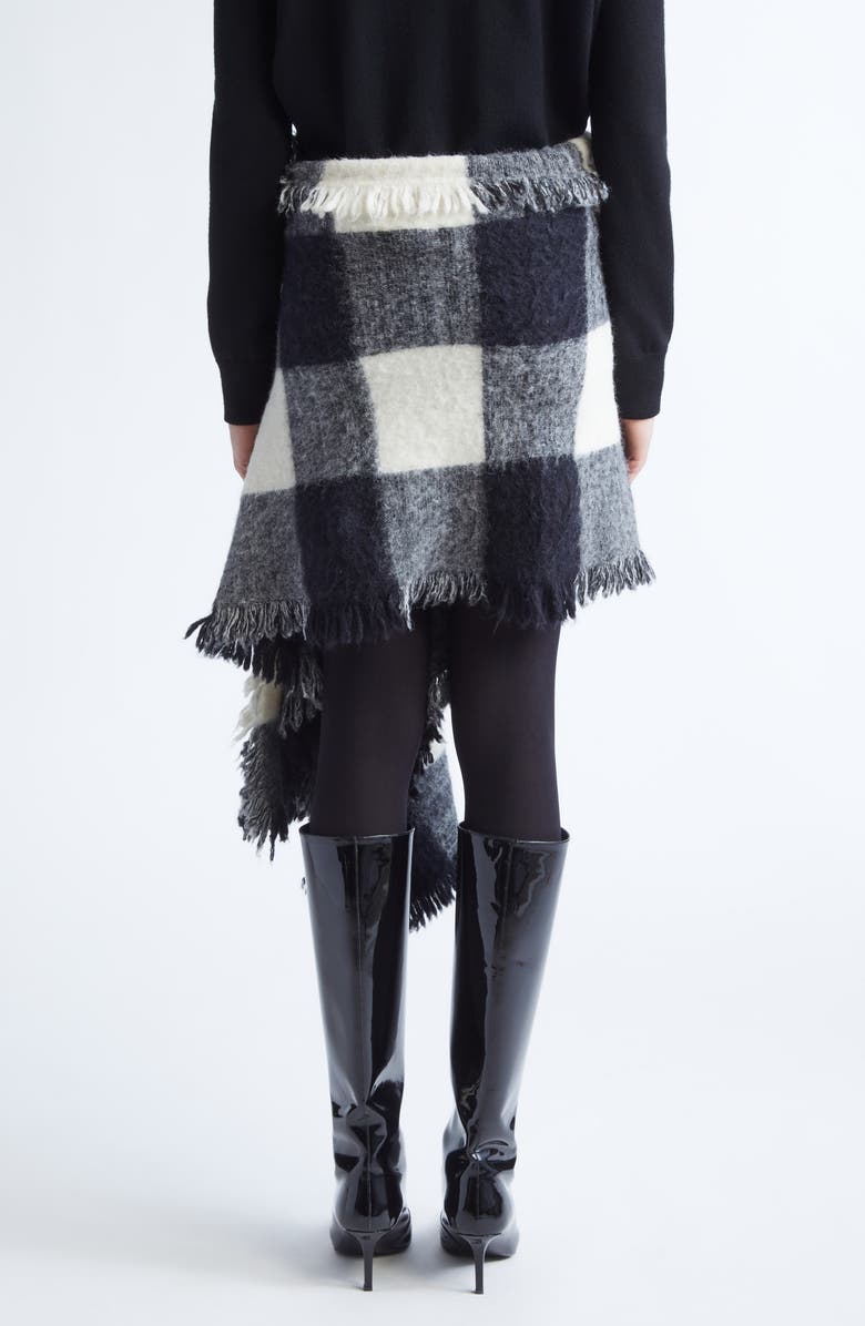 Proenza Schouler Kai Asymmetric Glen Plaid Brushed Alpaca Blend Skirt, Alternate, color, Black Multi