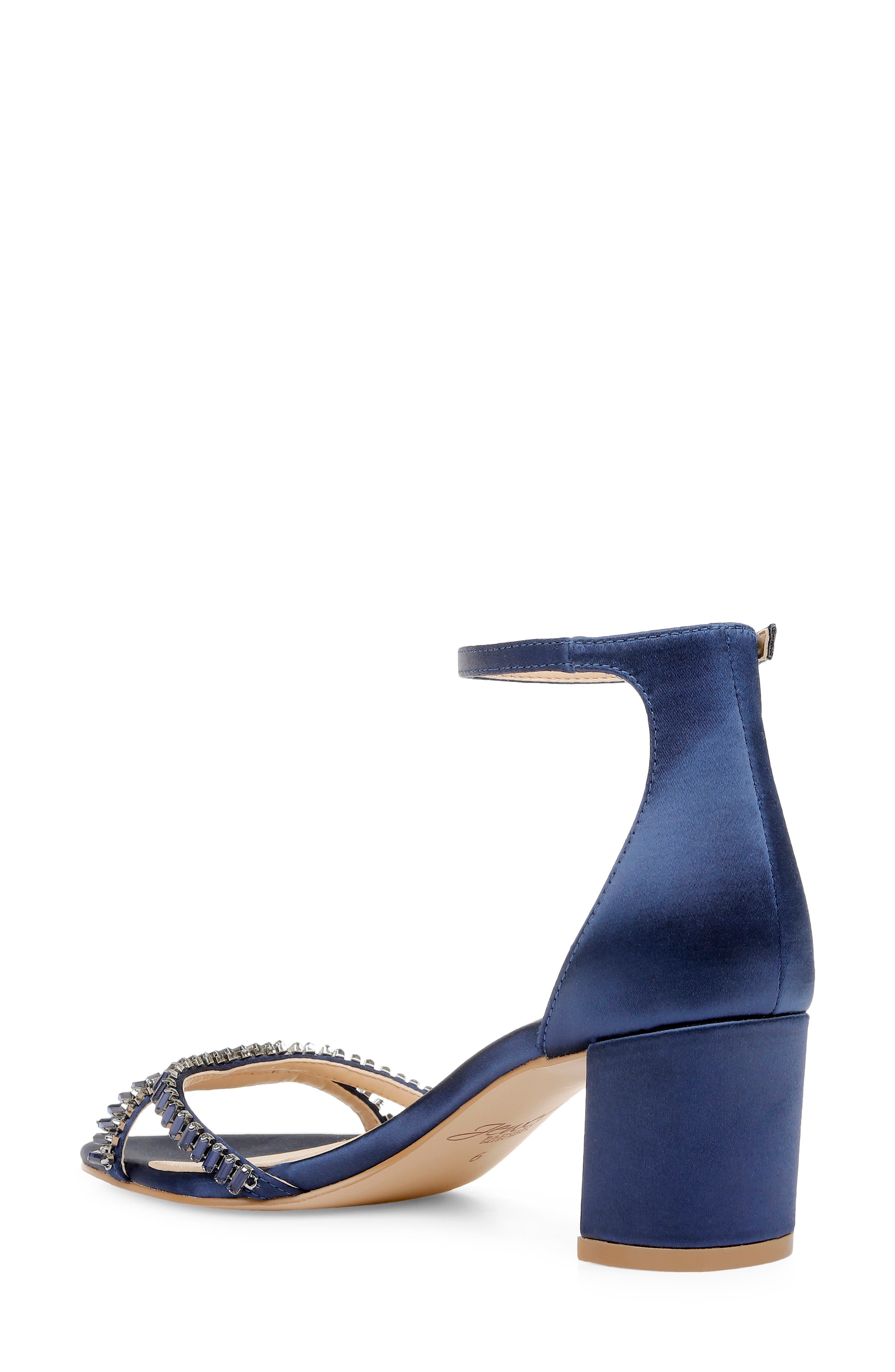 Jewel Badgley Mischka Joanne Embellished Block Heel Sandal, Alternate, color, Navy