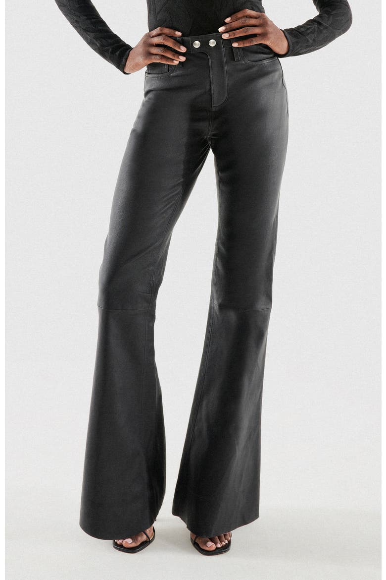 Robbie Stretch Leather Flares, Main, color, Black