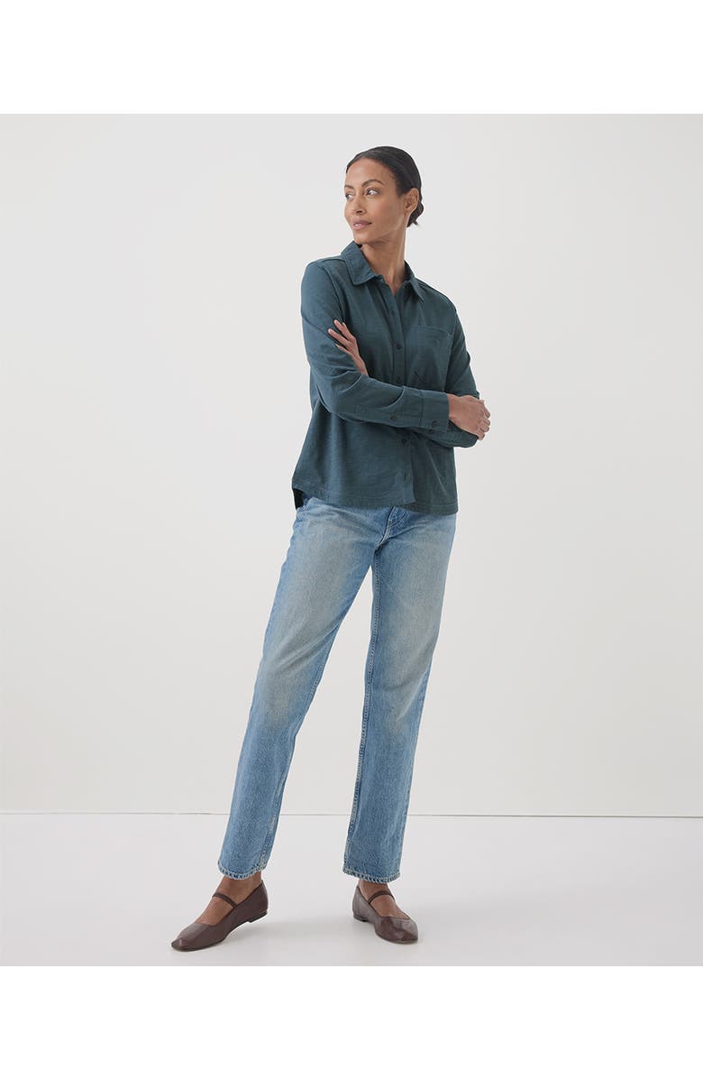 Pact Organic Cotton Relaxed Slub Long Sleeve Button Up, Alternate, color, Ore