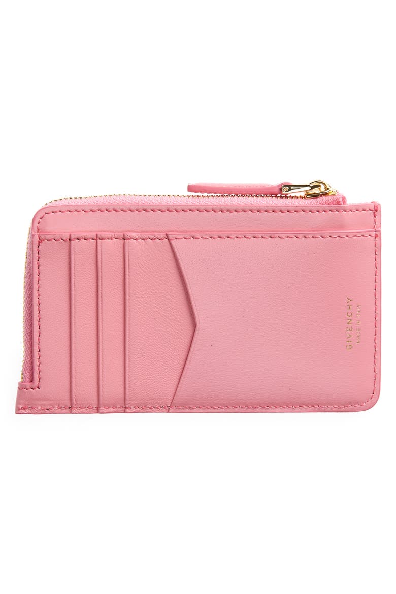 G Cut Zip Coated Canvas & Leather Card Case, Alternate, color, BRIGHT PINK