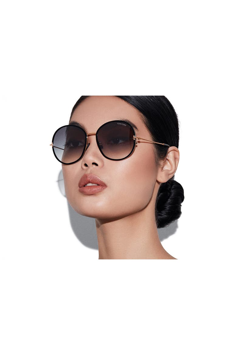Hunter 58mm Round Sunglasses, Alternate, color, SBLK/SMKG