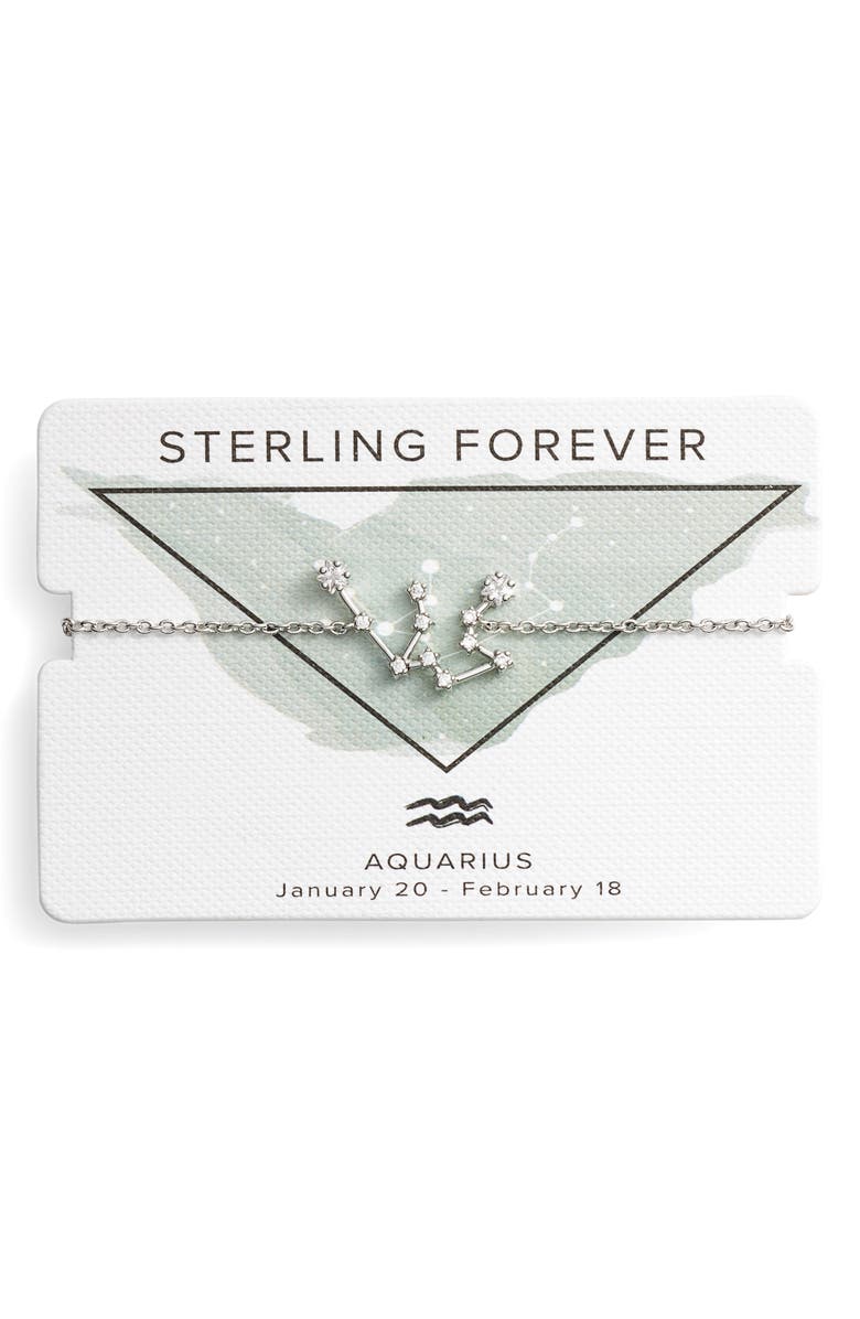 Sterling Forever Zodiac Bracelet, Alternate, color, Silver Aquarius