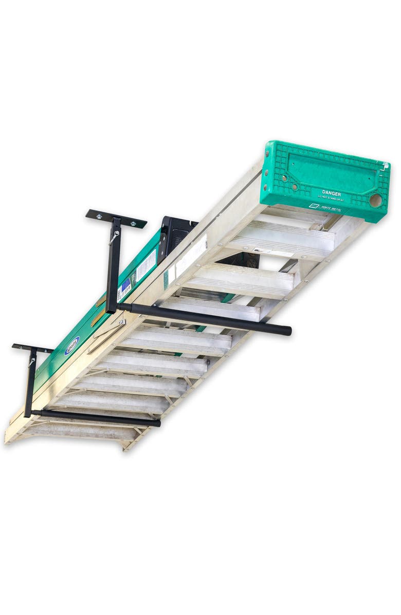 StoreYour Hi-Port 2 -Ladder Adjustable Ceiling Storage Rack -Single -Holds 75 lbs, Main, color, Black