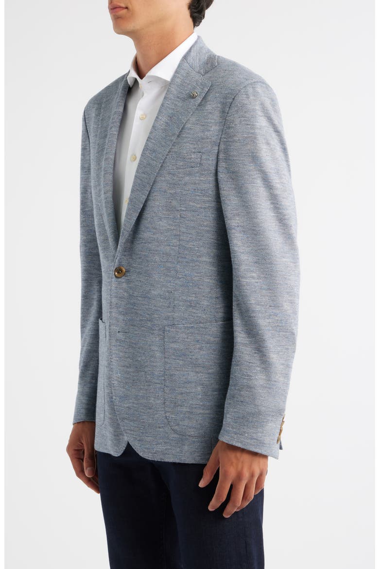 Hartford Blue Knit Wool & Silk Blend Mélange Sport Coat, Alternate, color, LIGHT BLUE
