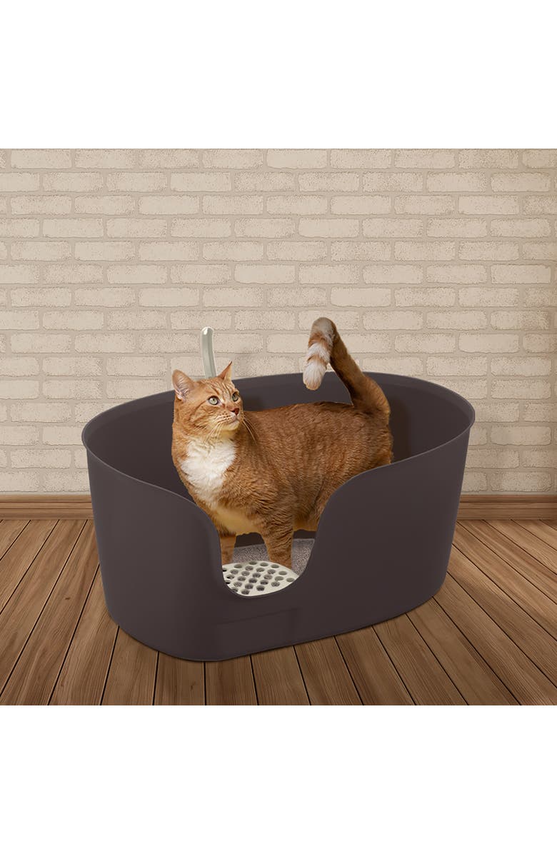 Richell PAW TRAX High Wall Cat Litter Box XL, High Sides Cat Litter Box w/Scoop, Alternate, color, 