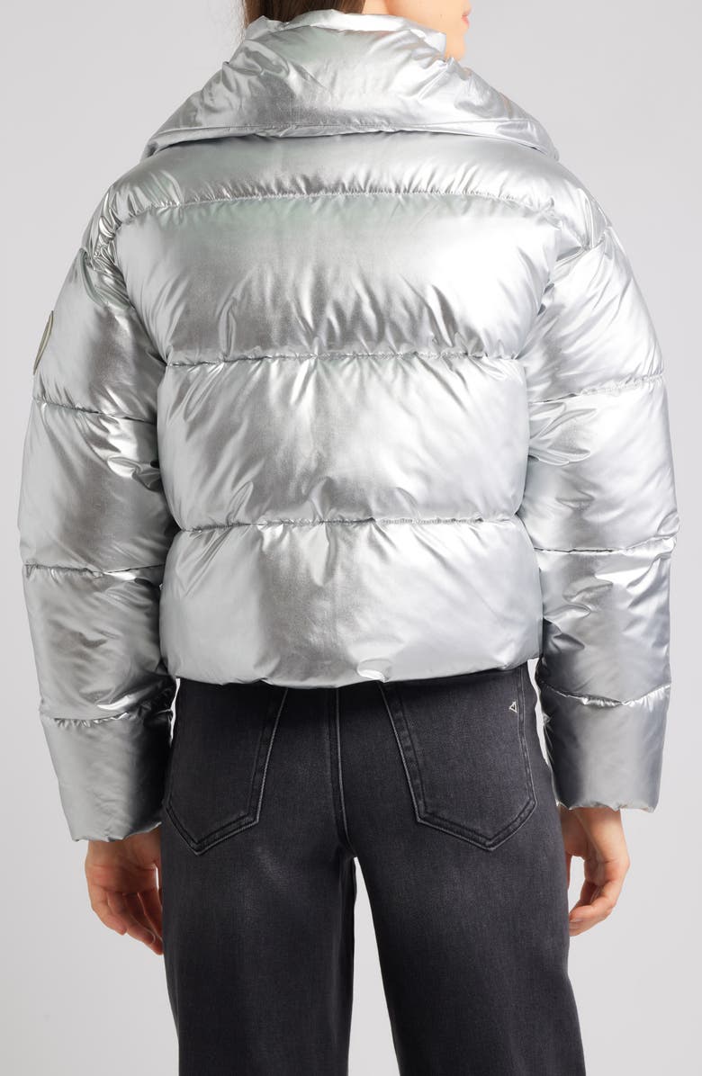 Save The Duck Giselle Windproof Crop Puffer Jacket, Alternate, color, Silver
