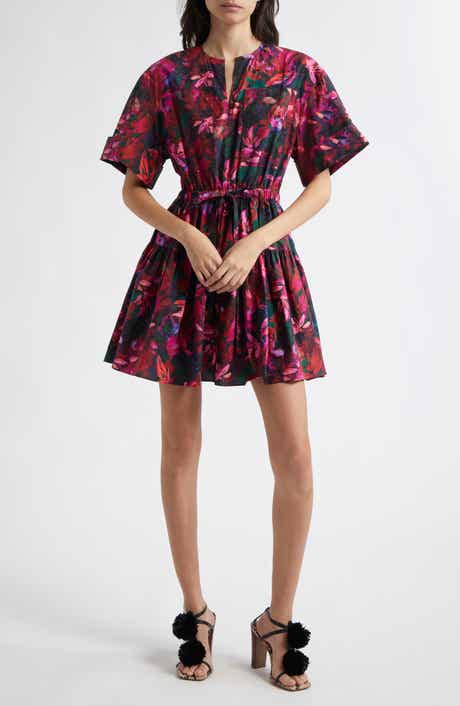 Nadira Floral Print Tie Waist Tiered Minidress