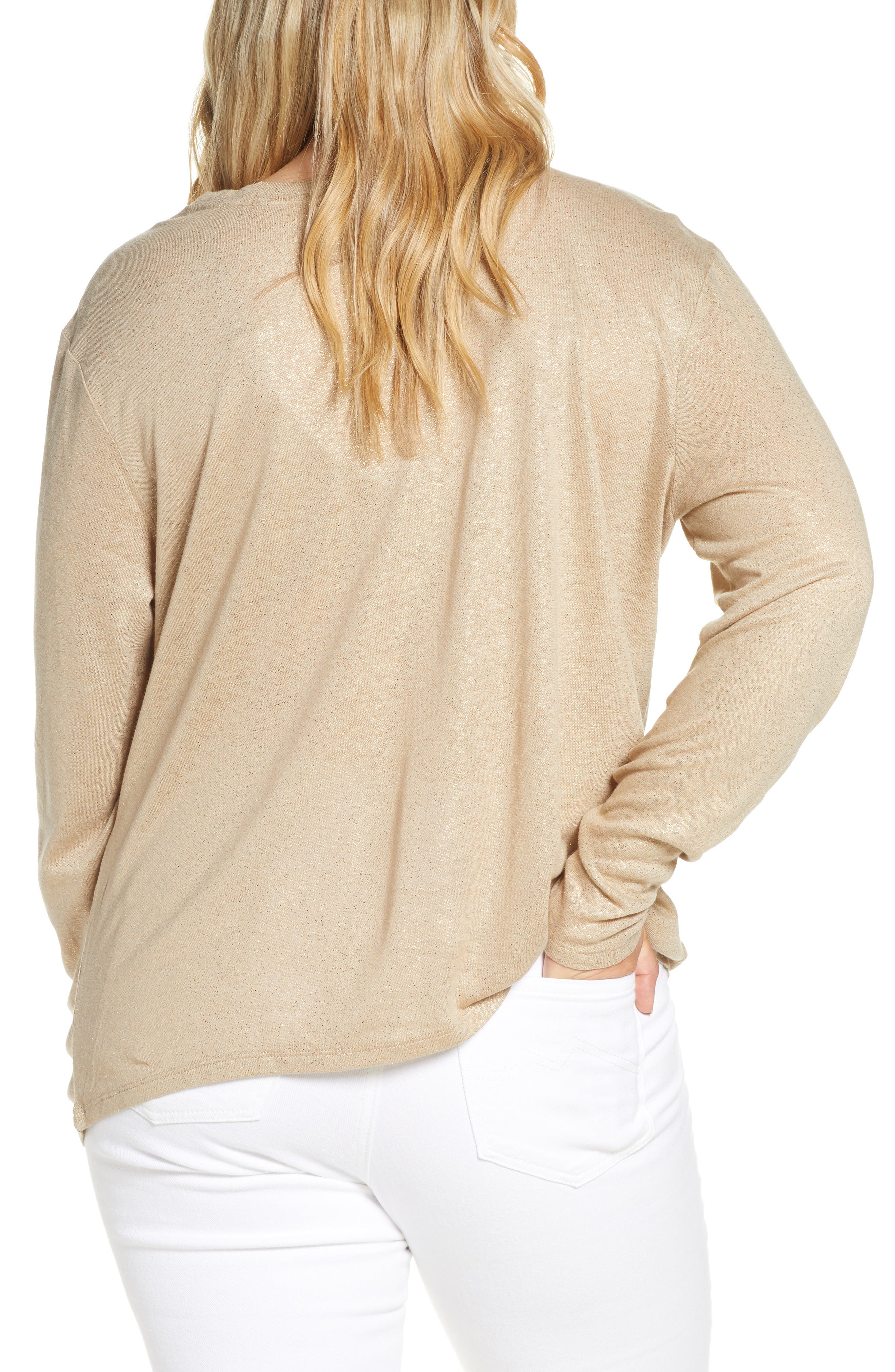 Caslon® Caslon Knot Front Metallic Thread Top (Women) | Nordstrom