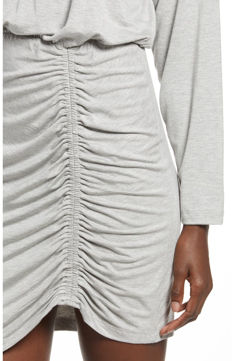 Ruched Turtleneck Long Sleeve Dress, Alternate, color, HEATHER GREY