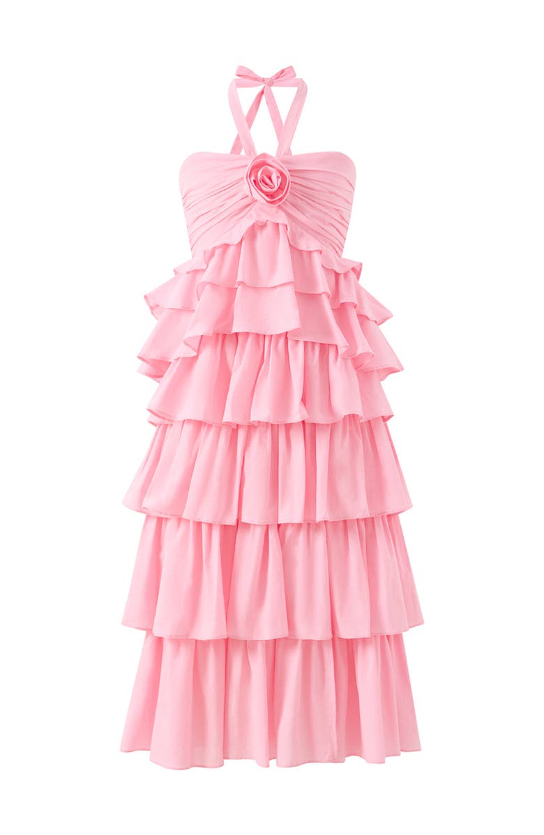 Marlo Kids Ellie Cotton Frill Maxi Dress, Main, color, Pink