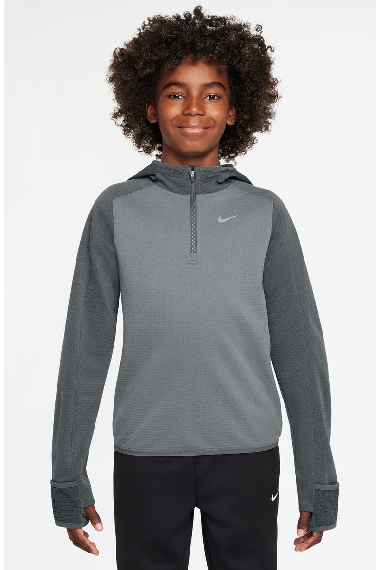 Kids' Therma-FIT Fleece Half Zip Pullover, Main, color, 084 SMOKE GREY/GRY/RFLCTV SLV