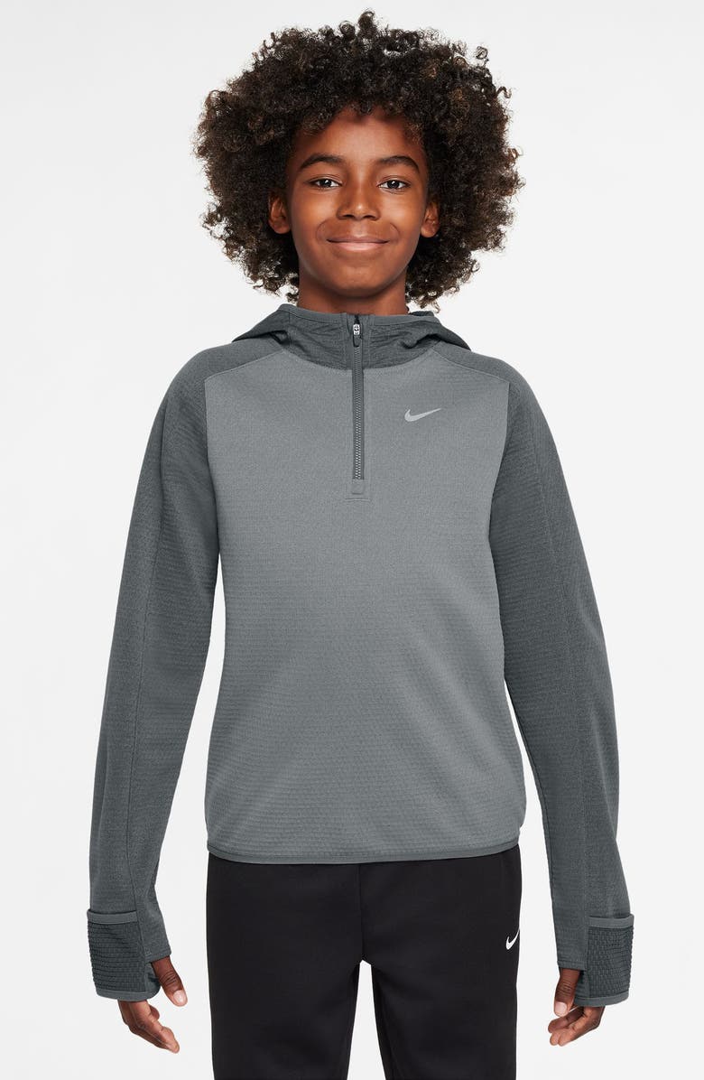 Nike Kids' Therma-FIT Fleece Half Zip Pullover, Main, color, 084 Smoke Grey/Gry/Rflctv Slv