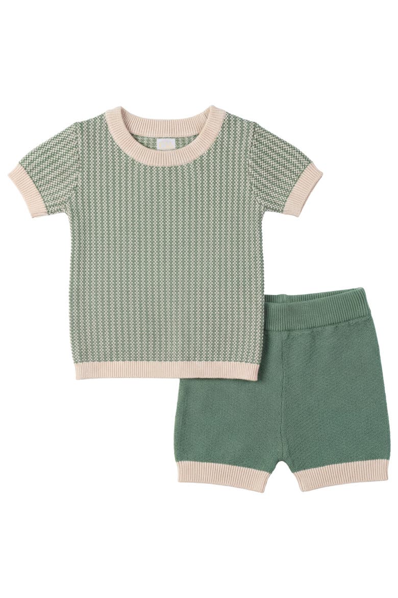 2 Piece Knit Set Short Sleeve Top and Shorts, Main, color, Dark Sage