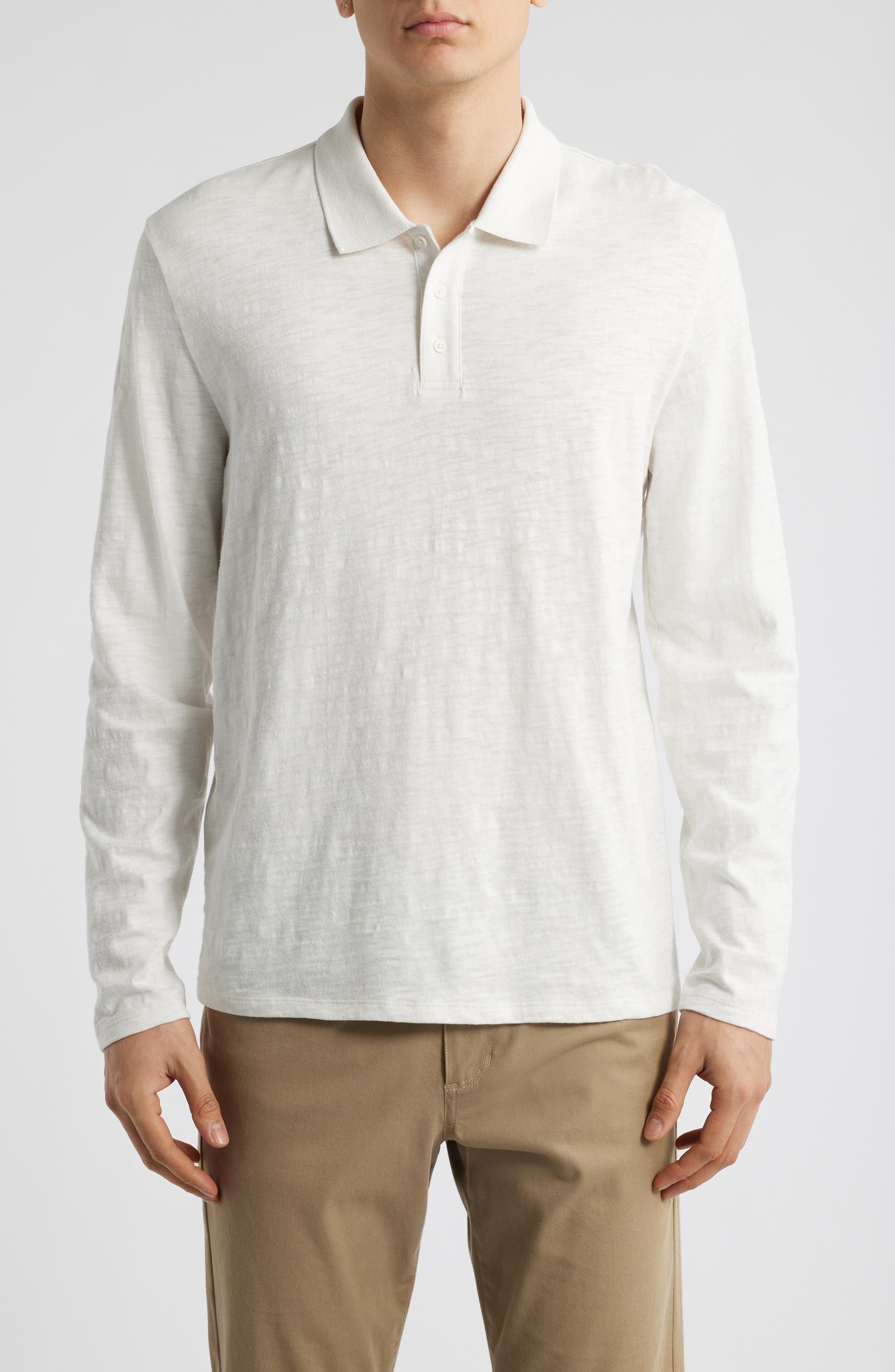Vince Slub Cotton Long Sleeve Polo