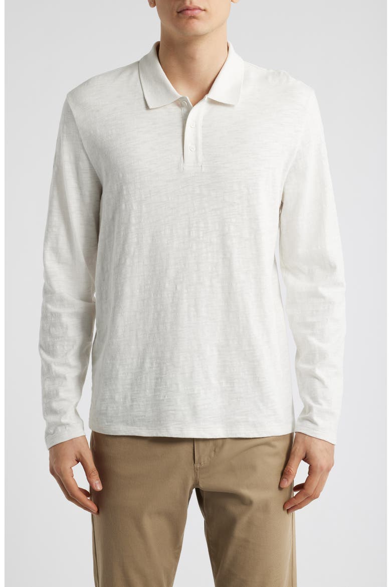 Slub Cotton Long Sleeve Polo, Main, color, WHITE