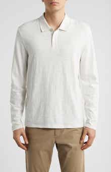 Vince Slub Cotton Long Sleeve Polo