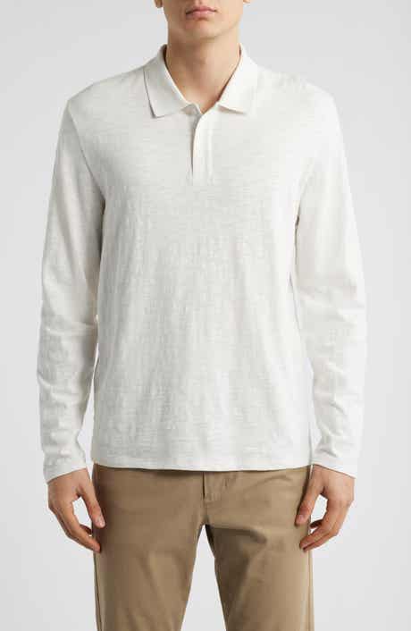 Vince Slub Cotton Long Sleeve Polo