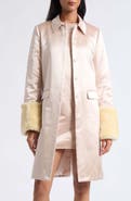 POSSE Chester Silk & Cotton Coat with Faux Fur Cuffs