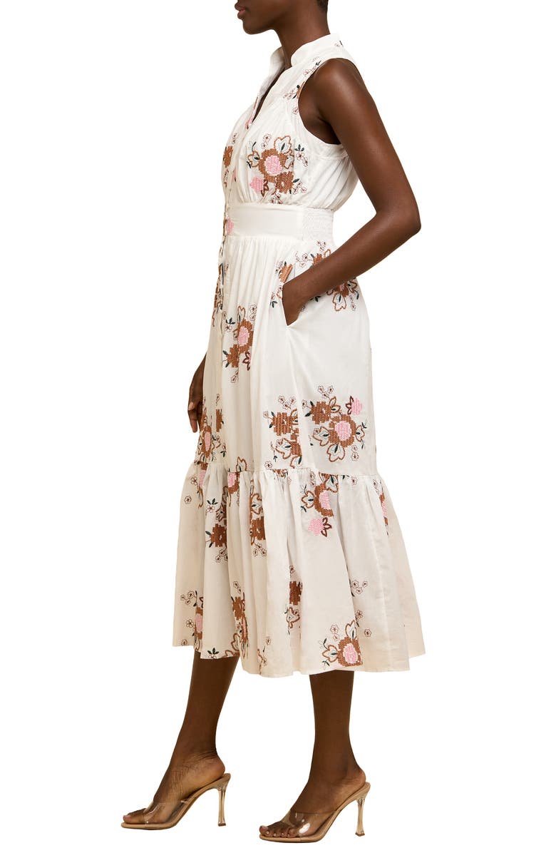 CIEBON Andira Floral Embroidery Cotton Midi Dress, Alternate, color, 