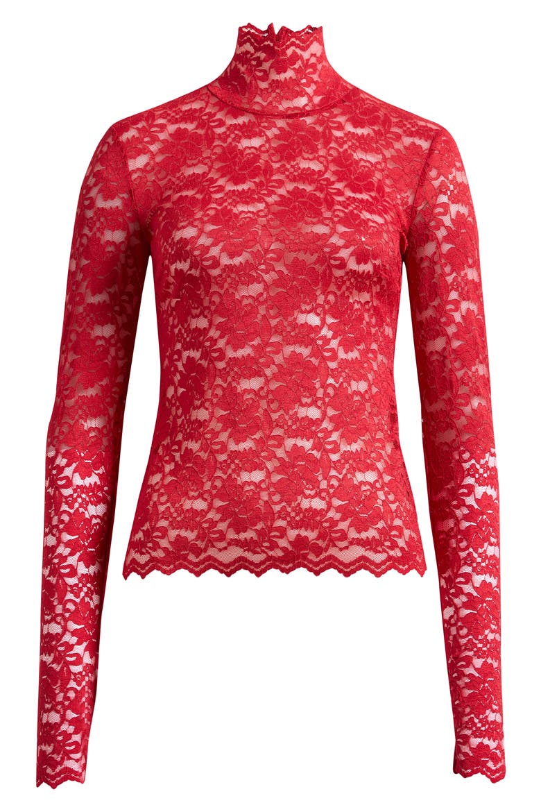 Zadie Sheer Lace Top, Alternate, color, POPPY RED