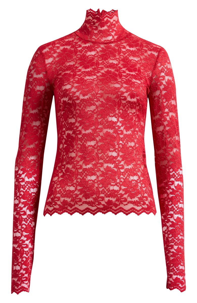 AFRM Zadie Sheer Lace Top, Alternate, color, Poppy Red