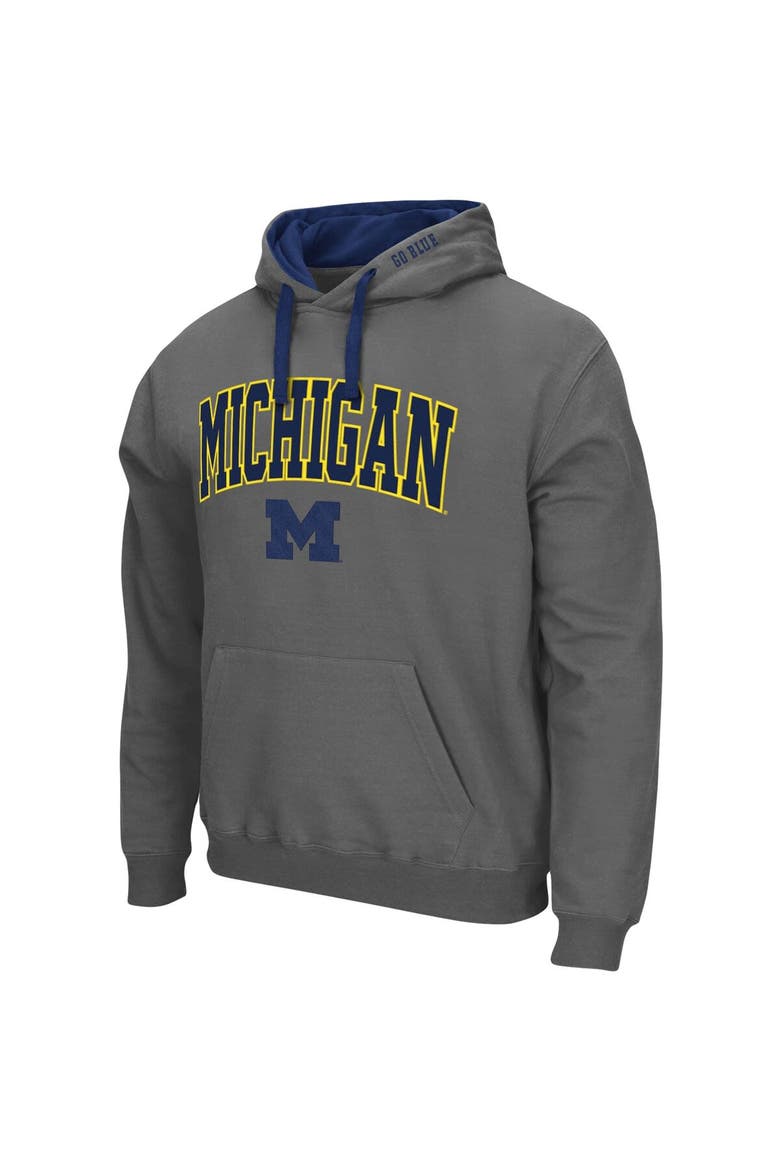 Men's Colosseum Charcoal Michigan Wolverines Big & Tall Arch & Logo 2.0 Pullover Hoodie, Alternate, color, Charcoal